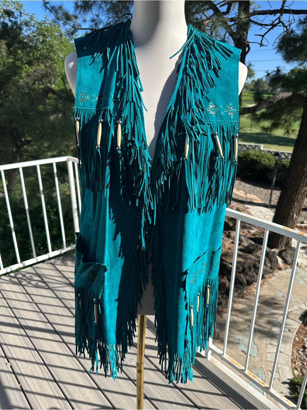 Patricia Wolfe suede vest hand painted, beaded ,  sized small , fits like medium